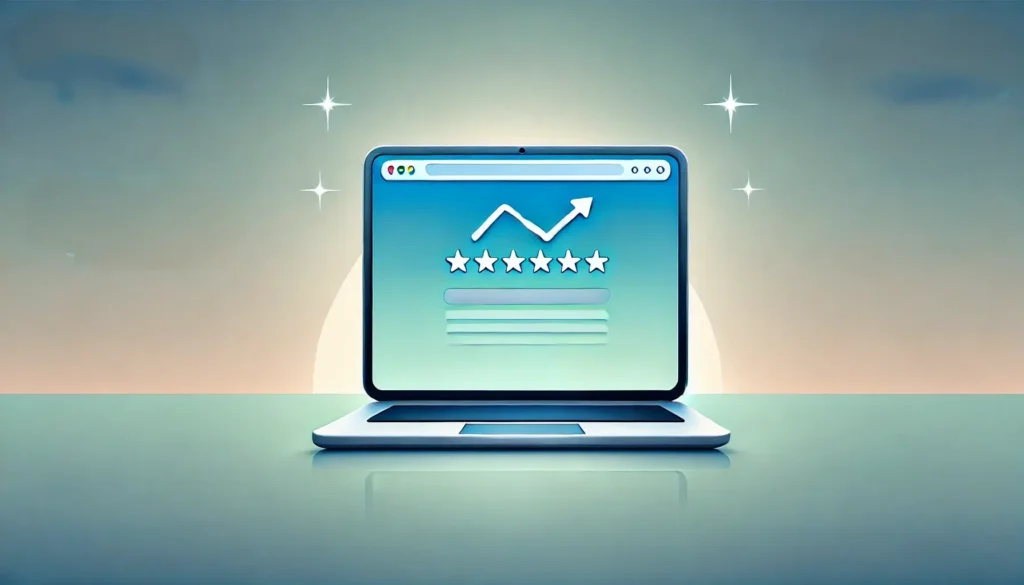 Google Reviews Impact on SEO – Five-Star Rating Boosting Search Performance Illustration