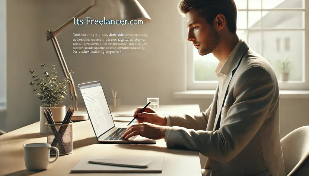 Minimalist professional workspace showing a person working on a laptop, illustrating how businesses explore the question do digital marketing agencies create content.